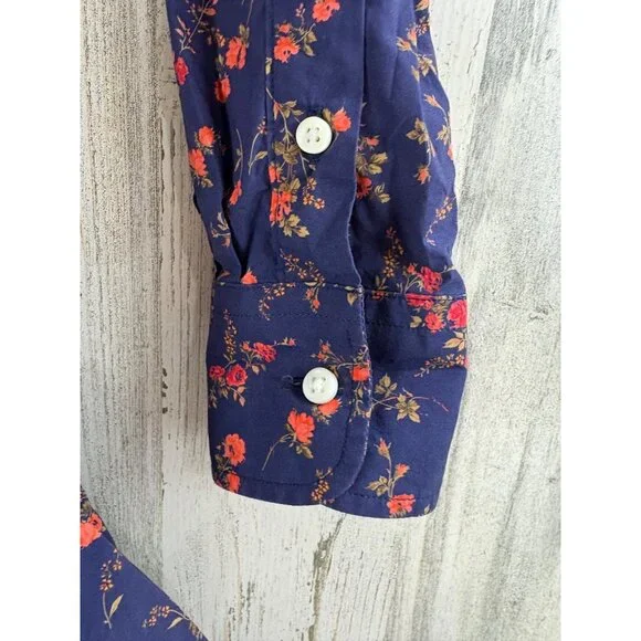 Ann Mashburn Sz XS Classic Shirtwaist Dress Liberty London Elizabeth Navy Floral - Picture 10 of 16
